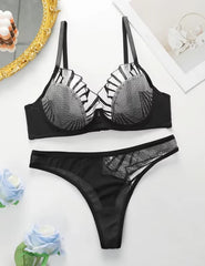 Ultra-Thin Breathable Nylon Bra Set – Solid Color Mesh Design for a Natural Look