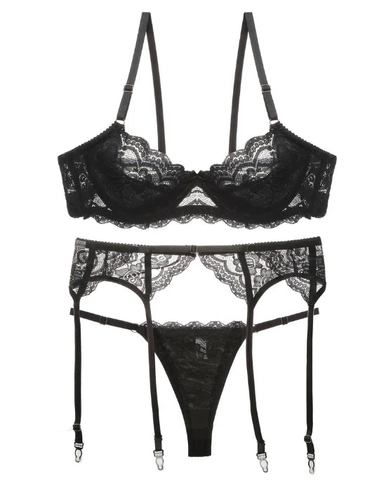 Dark Desire Black Lace 3-Piece Set