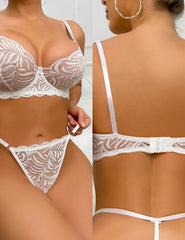 Transparent Sexy Lace 2-Piece Lingerie Set – Underwire Bra & Thong