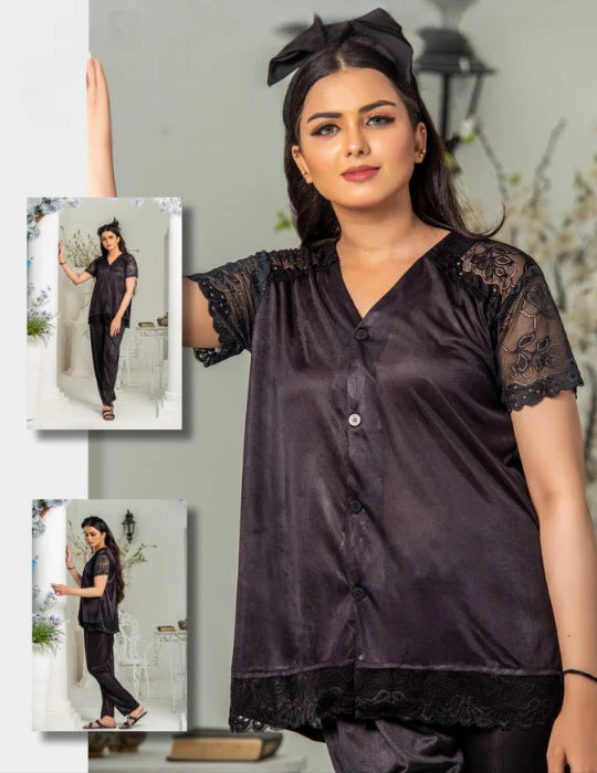 Elegant Silk Pajama Set – Women’s Luxury Shirt & Trousers Sleepwear