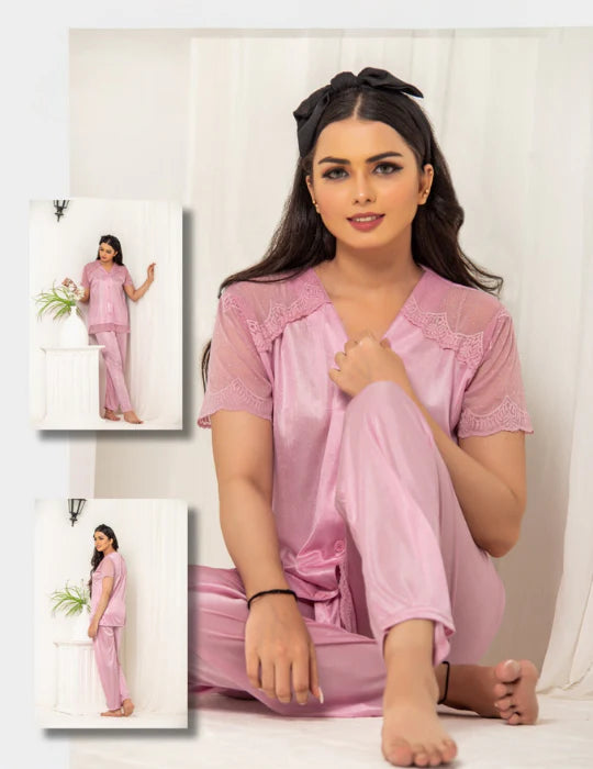 Elegant Silk Pajama Set – Women’s Luxury Shirt & Trousers Sleepwear