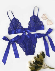 Blue Stuff Net Bra & Thong Set – Women’s Lingerie