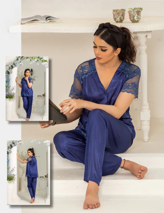 Elegant Silk Pajama Set – Women’s Luxury Shirt & Trousers Sleepwear