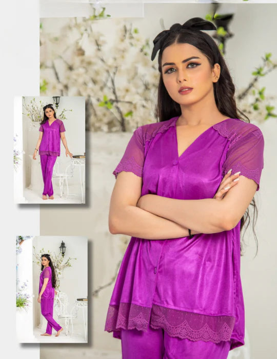 Elegant Silk Pajama Set – Women’s Luxury Shirt & Trousers Sleepwear