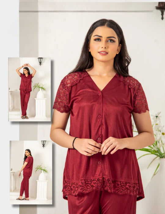 Elegant Silk Pajama Set – Women’s Luxury Shirt & Trousers Sleepwear