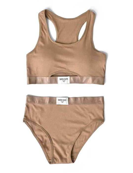 Women’s Ribbed Cotton Bra & Boxer Set