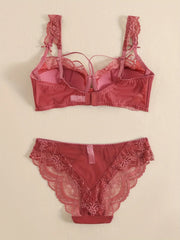 Scarlet Lace Elegance Padded Bra & Panty Set with Sheer Detailing