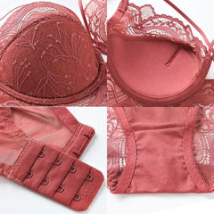 Scarlet Lace Elegance Padded Bra & Panty Set with Sheer Detailing