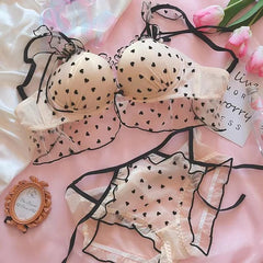 Heart Mesh Bra & Panty Set
