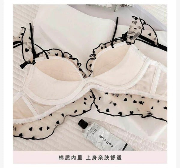 Heart Mesh Bra & Panty Set