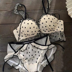 Heart Mesh Bra & Panty Set