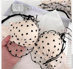 Heart Mesh Bra & Panty Set